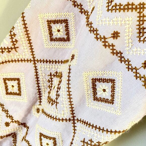 MADEWELL Embroidered Dress Popover Lagenlook Oversize Cotton Linen Pink Midi XXS - Picture 5 of 8